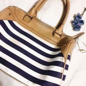 striped leather purse